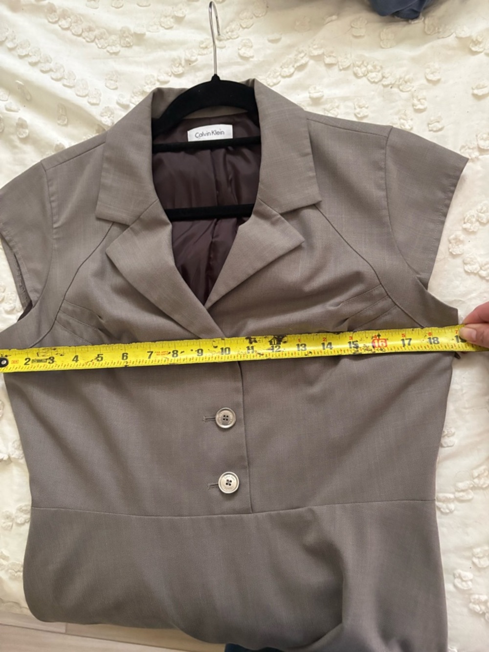 Calvin Klein Tailored Gray Cap-Sleeve A-Line Dress size 10 - Picture 3 of 4